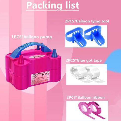 Electric Balloon Pump Portable Dual Nozzle Balloon Inflator Blower for Party Decoration with Tying Tool,Inflating Faster Save Time Rose Pink in Saudi Arabia