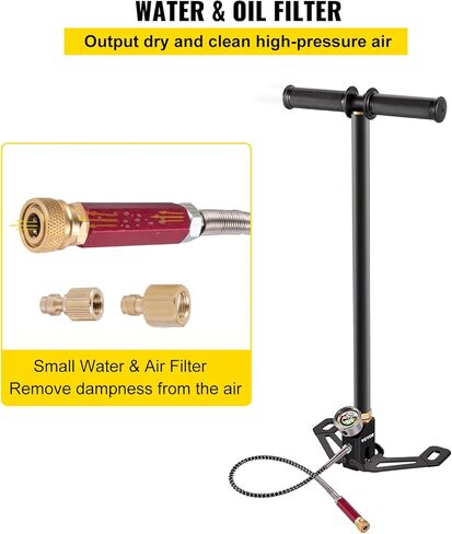 مضخة هواء VEVOR PCP، مضخة يدوية PCP ثلاثية المراحل، مضخة هواء عالية الضغط 4500 رطل لكل بوصة مربعة مع مقياس، مضخة مسدس هواء متعددة الأغراض، مضخة بندقية هواء PCP من الفولاذ المقاوم للصدأ لـ PCP، وبنادق هواء كرات الطلاء وخزانات HPA in Kuwait