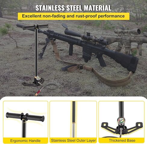 مضخة هواء VEVOR PCP، مضخة يدوية PCP ثلاثية المراحل، مضخة هواء عالية الضغط 4500 رطل لكل بوصة مربعة مع مقياس، مضخة مسدس هواء متعددة الأغراض، مضخة بندقية هواء PCP من الفولاذ المقاوم للصدأ لـ PCP، وبنادق هواء كرات الطلاء وخزانات HPA in Kuwait