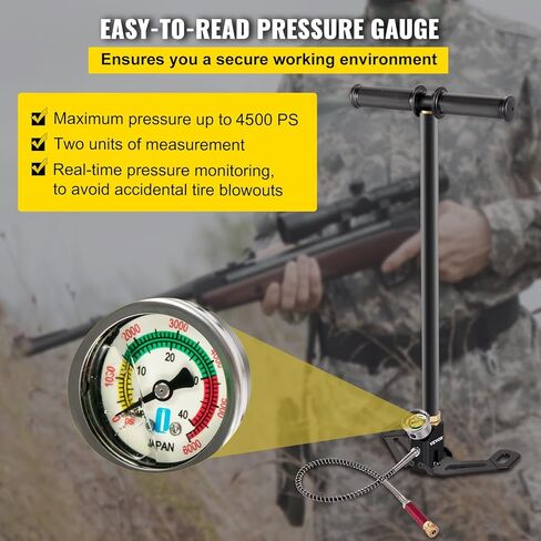 مضخة هواء VEVOR PCP، مضخة يدوية PCP ثلاثية المراحل، مضخة هواء عالية الضغط 4500 رطل لكل بوصة مربعة مع مقياس، مضخة مسدس هواء متعددة الأغراض، مضخة بندقية هواء PCP من الفولاذ المقاوم للصدأ لـ PCP، وبنادق هواء كرات الطلاء وخزانات HPA in Kuwait