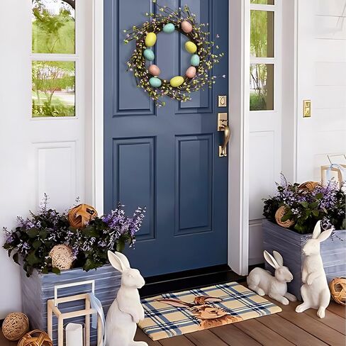 Easter Wreaths Decorations for Front Door,16 Inch Easter Wreath with Colourful Eggs and Berries,Artificial Easter Door Wreath for Home Indoor Outdoor Decor,Grapevine Easter Egg Wreath in Saudi Arabia