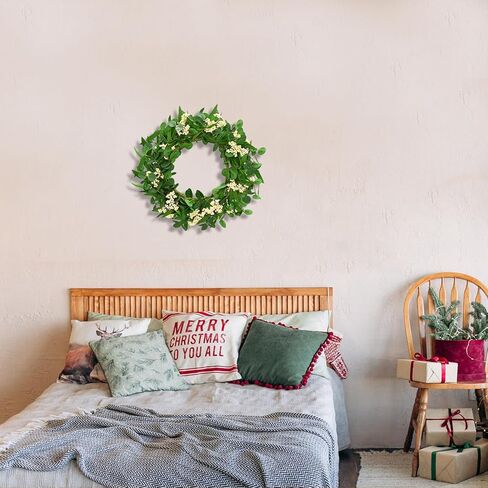 Wreaths for Front Door, 20in Green Eucalyptus Wreath, Artificial Eucalyptus Leaves Wreath with Berries, Spring/Summer Wreath for Front Door Wall Window Festival Farmhouse Porch Patio Garden Decor in Kuwait