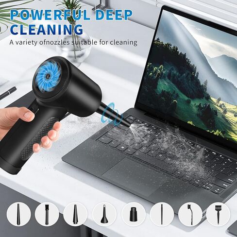 Compressed Air Duster, for car Computer and Keyboard Clean-Cordless with 3-Gear to Electric air Duster-Reusable no Canned air Duster Electric Rechargeable Air Duster in Saudi Arabia