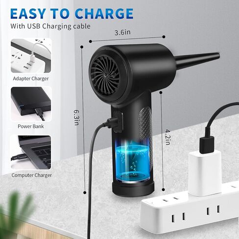 Compressed Air Duster, for car Computer and Keyboard Clean-Cordless with 3-Gear to Electric air Duster-Reusable no Canned air Duster Electric Rechargeable Air Duster in Saudi Arabia