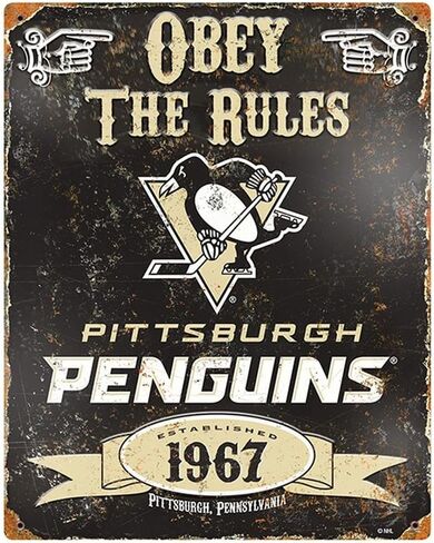 لافتة معدنية منقوشة على شكل حيوانات NHL Pittsburgh Penguins من الطرف in Kuwait