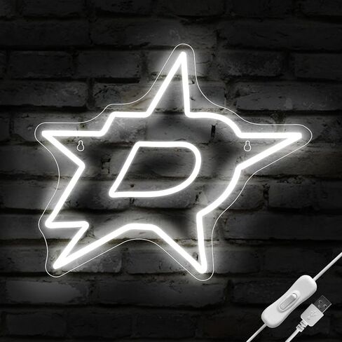 Ice Hockey Neon Sign,Dallas Hockey Team,Hockey LED Sign,Sport Neon Lights,Hockey Light, Hockey Club Decor,Hockey Gifts for Boys,Man,Hockey Fans,Size 16.5 * 14.2 inches(XD103) in Saudi Arabia