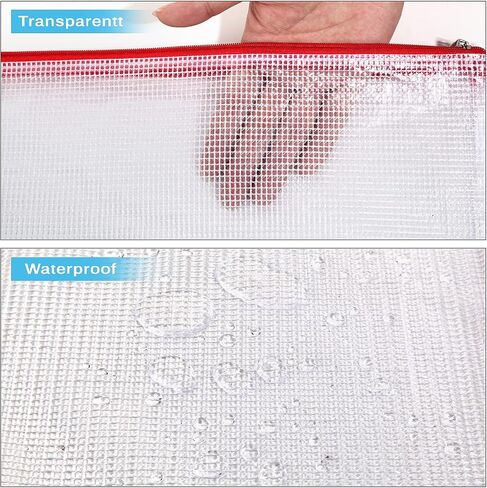 Mesh Zipper Pouch Document Bag, Plastic Zip File Folders,A4 Letter Size Waterproof Document Pouch for Office Supplies, Arts & Crafts Organizing Storage (10 Colors 40 Pack) in Saudi Arabia