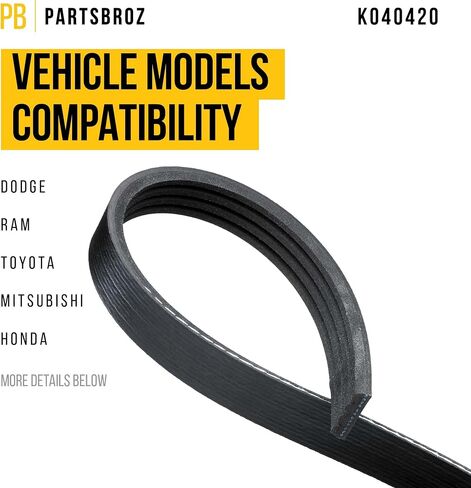K040420 Micro-V Serpentine Drive Belt - Compatible with Gates Continental Bando ACDelco Masterpro Goodyear - Replaces 141-1453, 146-041070, 14-0678-6, K4204, JK4-426, 4K420, 205059, 420K4, 4PVK1065 in Kuwait