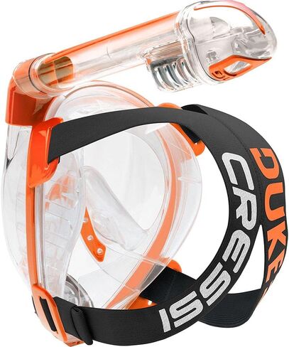 Cressi Adult Snorkeling Full-Face Snorkel Mask & Adjustable Fins Kit - Wide Clear View, Anti-Fog System - Easy Breathing - Short Fins - Ideal for Traveling - Duke & Bonete: designed in Italy in Saudi Arabia