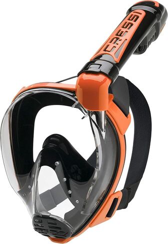 Cressi Adult Snorkeling Full-Face Snorkel Mask & Adjustable Fins Kit - Wide Clear View, Anti-Fog System - Easy Breathing - Short Fins - Ideal for Traveling - Duke & Bonete: designed in Italy in Saudi Arabia