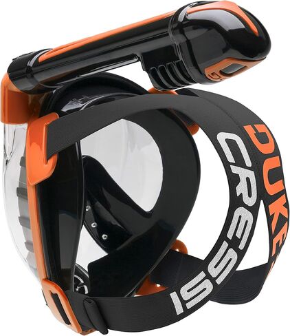 Cressi Adult Snorkeling Full-Face Snorkel Mask & Adjustable Fins Kit - Wide Clear View, Anti-Fog System - Easy Breathing - Short Fins - Ideal for Traveling - Duke & Bonete: designed in Italy in Saudi Arabia