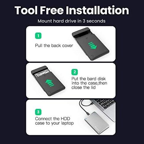 2.5 inch Hard Drive Enclosure - External Hard Drive Enclosure for 2.5" SATA SSD HDD Aluminum SATA to USB C Adapter SSD Enclosure USB 3.1 Gen 2 Support UASP SATA III in Kuwait