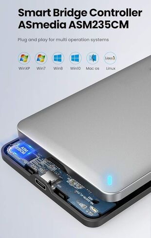 2.5 inch Hard Drive Enclosure - External Hard Drive Enclosure for 2.5" SATA SSD HDD Aluminum SATA to USB C Adapter SSD Enclosure USB 3.1 Gen 2 Support UASP SATA III in Kuwait