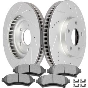 SCITOO Brake Kit Front Brake Rotors and Ceramic Brake Pads fit for 2017-2018 for Lexus LX570,2016-2018 for Toyota Land Cruiser,2008-2018 for Toyota Sequoia,2007-2018 for Toyota Tundra