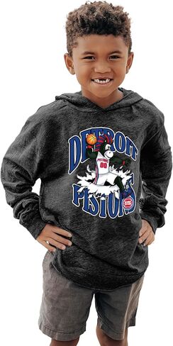 Blue 84 Unisex Kid's NBA Officially Licensed Youth Tri-Blend Hooded Long Sleeve T-Shirt Slam Mascot Black in Saudi Arabia