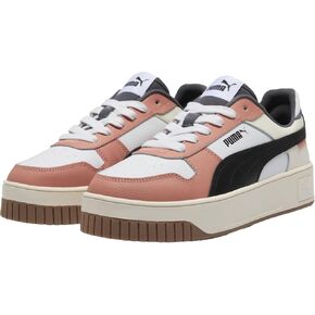 PUMA Women's Carina Street Sneaker, White Black-Deeva Peach, 6