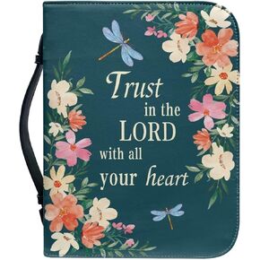 Religious PU Leather Bible Cover Purple Daisy Gift for Men Women Bible Holder Bag Gifts for Pastor Friends Church Carrying Bags with Durable Handle