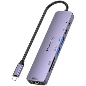 USB C HUB,USB C to 4K60hz HD Multi-Port Adapter for MacBook Pro,2 USB 3.0 and 1 5Gbps Type-C Data Ports,USB c Splitter with 4K60hz HD Port,PD 100W Smart Charging,SD/TF3.0 Dual Disc Reader
