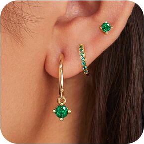 Moodear Dainty Pearl Drop Hoop Earrings for Women - Hypoallergenic 14K Gold Plated Small Dangle Chain Hoops Trendy Earring Sets for Multiple Piercing Jewelry Gift