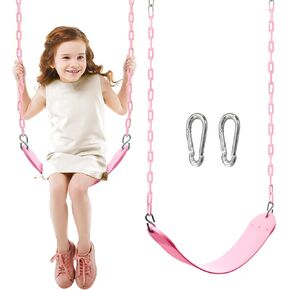 TURFEE Heavy Duty Swing Seat Green Color with 66" Chain, Swing Set Accessories Replacement with Snap Hooks for Kids Outdoor Play Playground