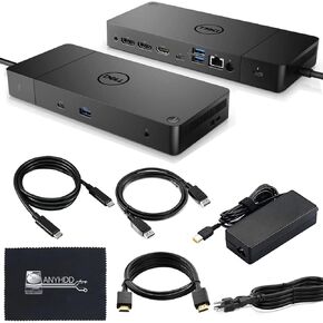 Dell WD19TB Thunderbolt Docking Station with 180W AC Power Adapter (130W Power Delivery) + HDMI Cable + DisplayPort Cable + Thunderbolt Cable + Microfiber Cloth Included