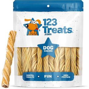 Beef Tripe Sticks for Dogs (6" - 25 Count) All Natural Dog Treats from Free Range, Grass Fed Beef Dog Chews Safe & Easily Digestible – Lasting Twist Sticks - Great for Puppies & Senior Dogs