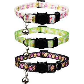 3 Pack Cat Collar with Bell Pendant Breakaway Adjustable Accessory for Cats Kitten Kitty