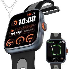 GPS Smart Watch Alexa Built-in 1.78" AMOLED Smartwatch (Answer/Make Call),24/7 Heart Rate Sleep Spo2 Monitor,60 Sport Modes,Waterproof Fitness Watches for Android iPhone Samsung,Gift Necklace