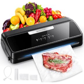 Vacuum Sealer, 90Kpa Precision Vacuum Sealer for Food with Built-in Cutter & Built-in Storage, Dry& Moist& EXT-Vac& Pulse, 14-in-1 Compact Food Vacuum Sealer Machine with Vacuum Bags, Black