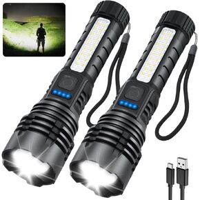 Rechargeable Flashlights High Lumens 990000, 7Mode Flashlights Rechargeable, Super Bright Flashlight, Adjustable Tactical Flashlight, High Powered Flash Light, LED Flashlight for Emergency Home 2Pack