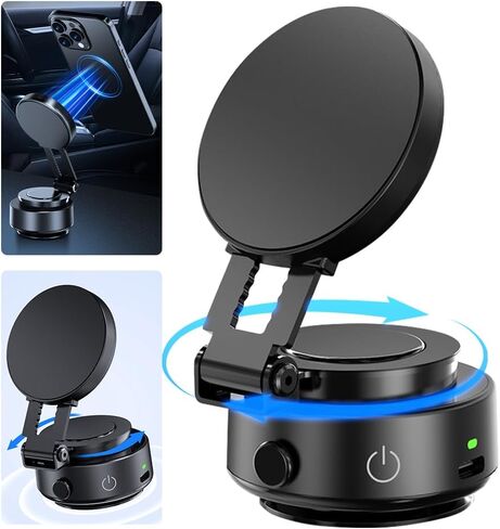 حامل هاتف مغناطيسي للسيارة قابل للدوران 360 درجة من Joyye، حامل هاتف بالشفط المغناطيسي، حامل هاتف سيارة مغناطيسي كهربائي، حامل هاتف محمول للسيارة مغناطيسي لهاتف iPhone Android وجميع الهواتف الذكية in Kuwait