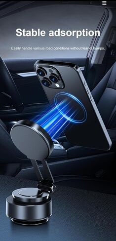 حامل هاتف مغناطيسي للسيارة قابل للدوران 360 درجة من Joyye، حامل هاتف بالشفط المغناطيسي، حامل هاتف سيارة مغناطيسي كهربائي، حامل هاتف محمول للسيارة مغناطيسي لهاتف iPhone Android وجميع الهواتف الذكية in Kuwait