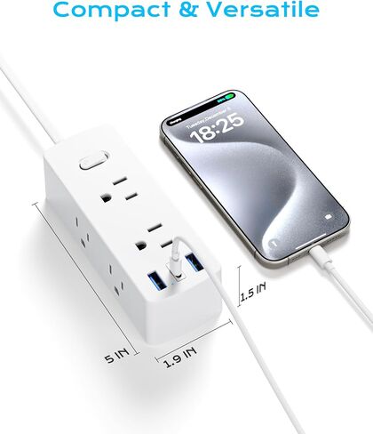 European Travel Plug Adapter, Olcorife US to Europe Type E/F Plug Adapter, International Power Strip with 8 Outlets and 4 USB(1 USB-C), 5 FT Cord for Germany France Iceland Spain in Saudi Arabia