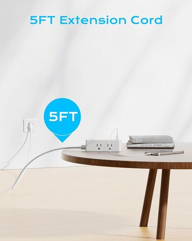 European Travel Plug Adapter, Olcorife US to Europe Type E/F Plug Adapter, International Power Strip with 8 Outlets and 4 USB(1 USB-C), 5 FT Cord for Germany France Iceland Spain in Saudi Arabia