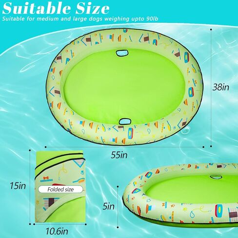 عوامة سباحة للكلاب قابلة للنفخ، بساط عائم للسباحة مقاس 55 × 38 بوصة للكلاب الصغيرة والمتوسطة والكبيرة - يصل وزنها إلى 90 رطلاً in Kuwait