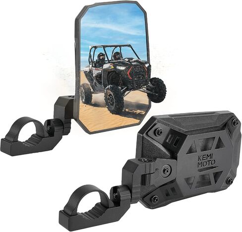 KEMIMOTO UTV Side Mirrors, 2025 New Pattern Aluminum 8" x 5.3" Wide View for 1.65-2 inch Roll bar Compatible with Polaris RZR/Can Am X3/Pioneer/Talon/Teryx/CFMOTO Fit Big UTV No Vibrate & Wobble in Saudi Arabia