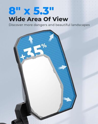 KEMIMOTO UTV Side Mirrors, 2025 New Pattern Aluminum 8" x 5.3" Wide View for 1.65-2 inch Roll bar Compatible with Polaris RZR/Can Am X3/Pioneer/Talon/Teryx/CFMOTO Fit Big UTV No Vibrate & Wobble in Saudi Arabia