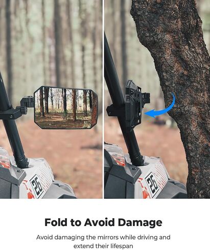 KEMIMOTO UTV Side Mirrors, 2025 New Pattern Aluminum 8" x 5.3" Wide View for 1.65-2 inch Roll bar Compatible with Polaris RZR/Can Am X3/Pioneer/Talon/Teryx/CFMOTO Fit Big UTV No Vibrate & Wobble in Saudi Arabia