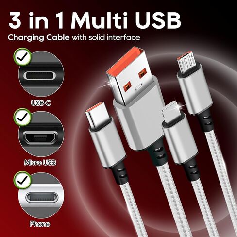 UCEC Micro USB Cable, Dual Micro USB Charging Cable USB to Micro USB Splitter Adapter Android Charger Cord Data Transfer for PS4 Fire Tablet Samsung Galaxy S7 Edge S6 S5 Note LG HTC Moto MP3, 2 Pack in Saudi Arabia