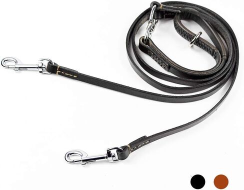 Leather Dog Leash, Genuine Leather Leash for 2 Dogs Heavy Duty Durable Stylish Double Dog Leash for Pet Walking and Training for Large Medium Small Dog Black 47x0.8 inch (Brown) in Saudi Arabia