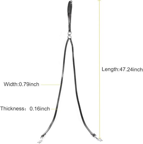 Leather Dog Leash, Genuine Leather Leash for 2 Dogs Heavy Duty Durable Stylish Double Dog Leash for Pet Walking and Training for Large Medium Small Dog Black 47x0.8 inch (Brown) in Saudi Arabia