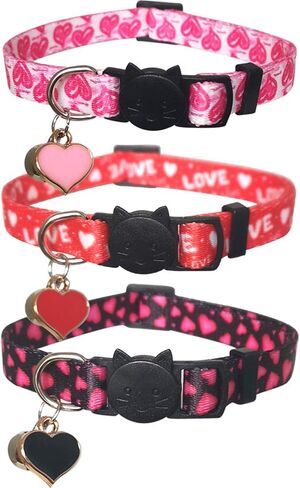 3 Pack Cat Collar with Bell Pendant Breakaway Adjustable Accessory for Cats Kitten Kitty in Kuwait