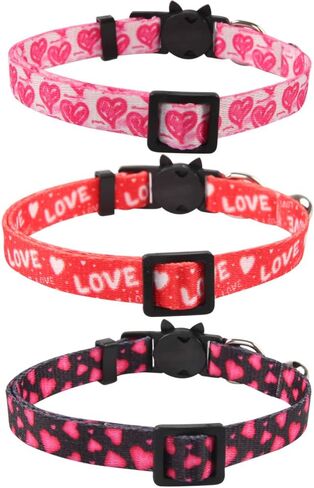 3 Pack Cat Collar with Bell Pendant Breakaway Adjustable Accessory for Cats Kitten Kitty in Kuwait