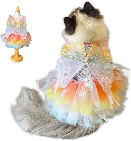 Cat Pretty Fairy Costume Clothing - Pet Cute Dress Outfit for Halloween Christmas Festival Cosplay Party (Small) in Saudi Arabia