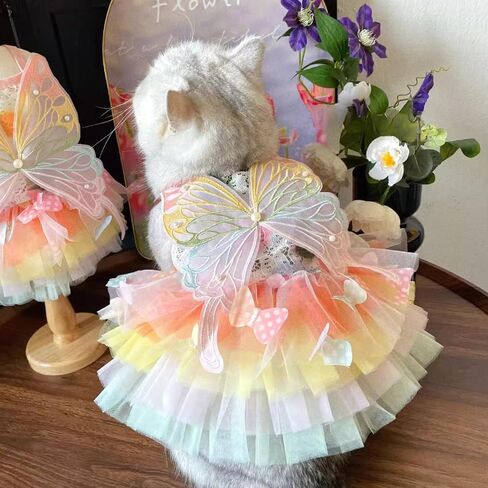 Cat Pretty Fairy Costume Clothing - Pet Cute Dress Outfit for Halloween Christmas Festival Cosplay Party (Small) in Saudi Arabia