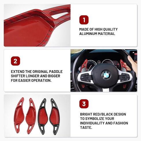 Newsmarts Carbon Fiber Black Steering Wheel Paddle Shifter Extension, ABS Plastic Steering Wheel Shift Blade for BMW X3 G01 / M5 F90 18-21, X4 G02 / X5 G05 / X7 G07 19-21, X6 G06 20-21. in Saudi Arabia