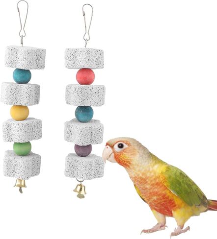 Hypeety Bird Parrot Calcium Teeth Mouth Molar Grinding Stone Hamster Grinding Stone Chew Toy Perch Jumping Stand for Parrot Budgies Chinchilla Squirrel Hamster Cage Stand Platform in Saudi Arabia