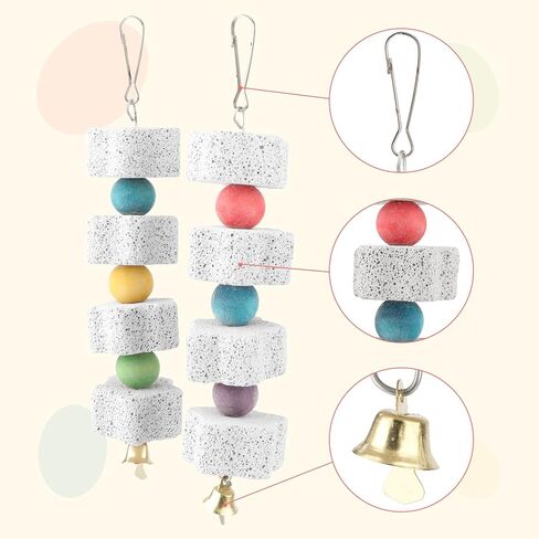 Hypeety Bird Parrot Calcium Teeth Mouth Molar Grinding Stone Hamster Grinding Stone Chew Toy Perch Jumping Stand for Parrot Budgies Chinchilla Squirrel Hamster Cage Stand Platform in Saudi Arabia
