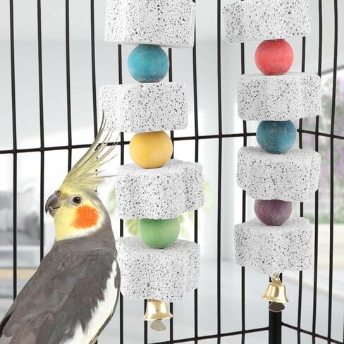 Hypeety Bird Parrot Calcium Teeth Mouth Molar Grinding Stone Hamster Grinding Stone Chew Toy Perch Jumping Stand for Parrot Budgies Chinchilla Squirrel Hamster Cage Stand Platform in Saudi Arabia