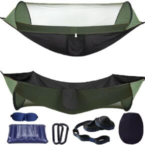 Camping Hammock with Mosquito Net - Portable Travel Hammock Bug Net - Camping Equipment - Hammock Tent for Outdoor Hiking Campin Backpacking Travel (Army Green)